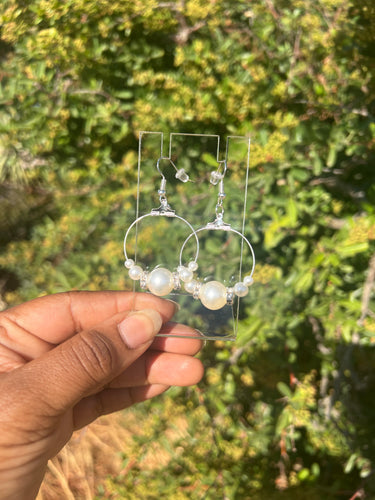 Silver Pearl Hoop Earrings