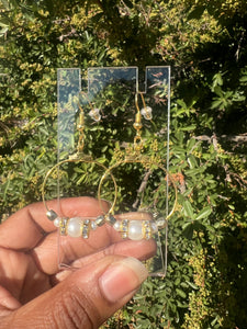 Gold pearl hoop earrings