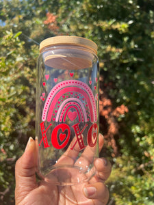 “Rainbow Love” 16oz Glass Tumbler Can