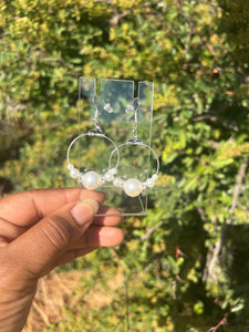 Silver Pearl Hoop Earrings