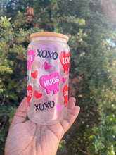 Load image into Gallery viewer, XOXO Pink Iridescent Glass Tumbler Can
