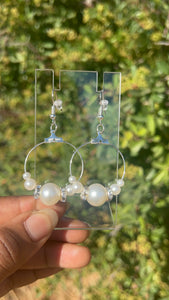Silver Pearl Hoop Earrings
