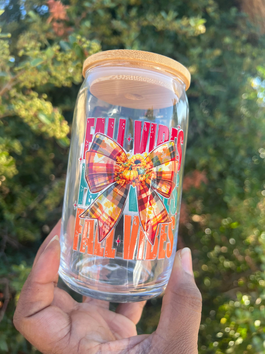 “Fall Vibes” Seasonal Glass Can