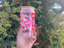 Load image into Gallery viewer, XOXO Pink Iridescent Glass Tumbler Can