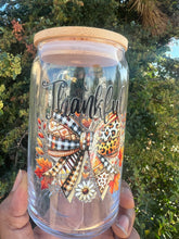Load image into Gallery viewer, “Fall Thankful” Seasonal Glass Can