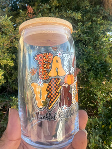 “Retro Fall Vibes” Seasonal Glass Can