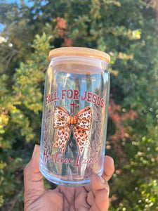 “Fall For Jesus” Seasonal Glass Can