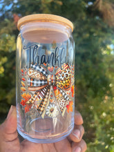 Load image into Gallery viewer, “Fall Thankful” Seasonal Glass Can
