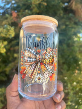 Load image into Gallery viewer, “Fall Thankful” Seasonal Glass Can