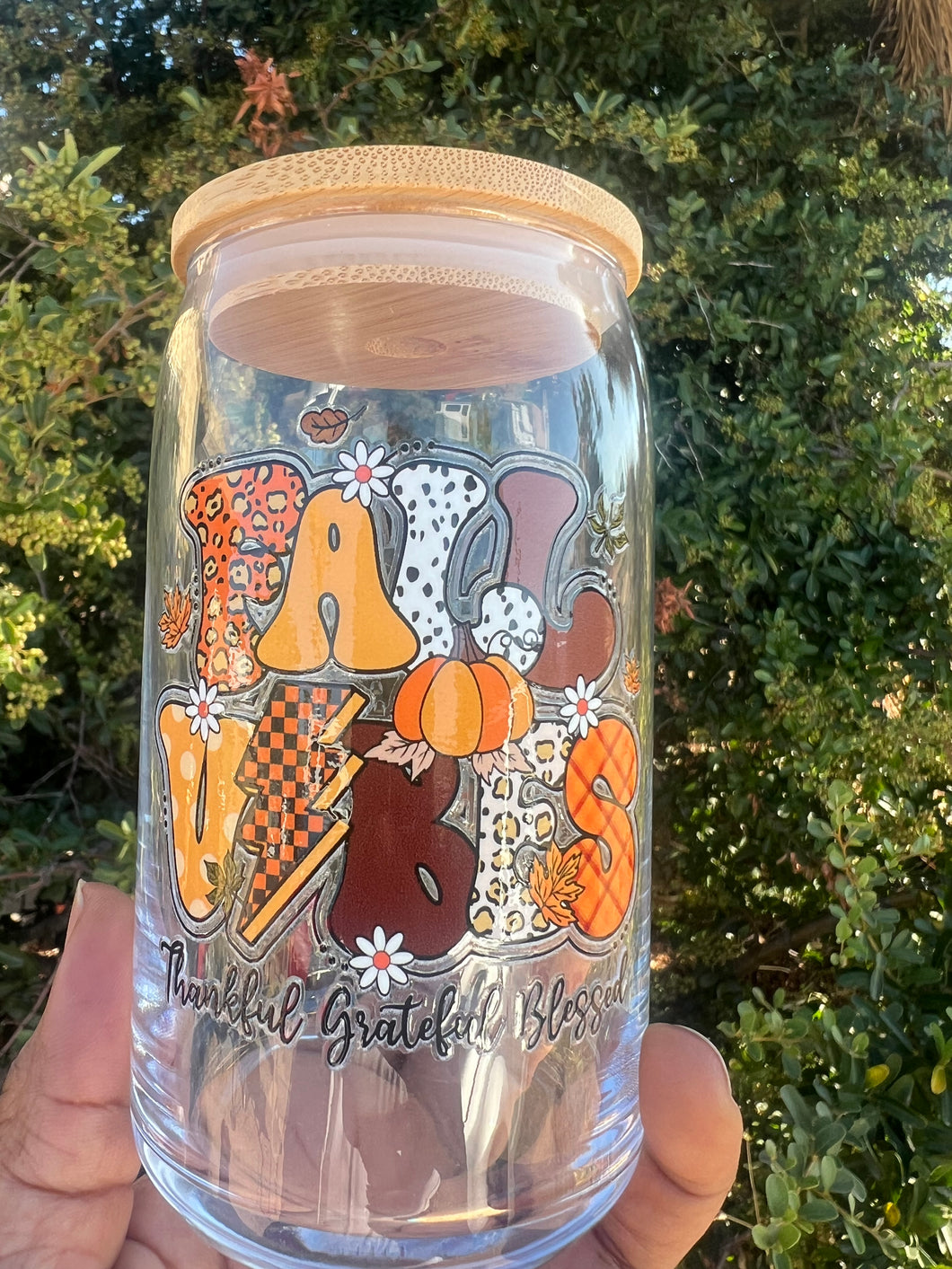 “Retro Fall Vibes” Seasonal Glass Can